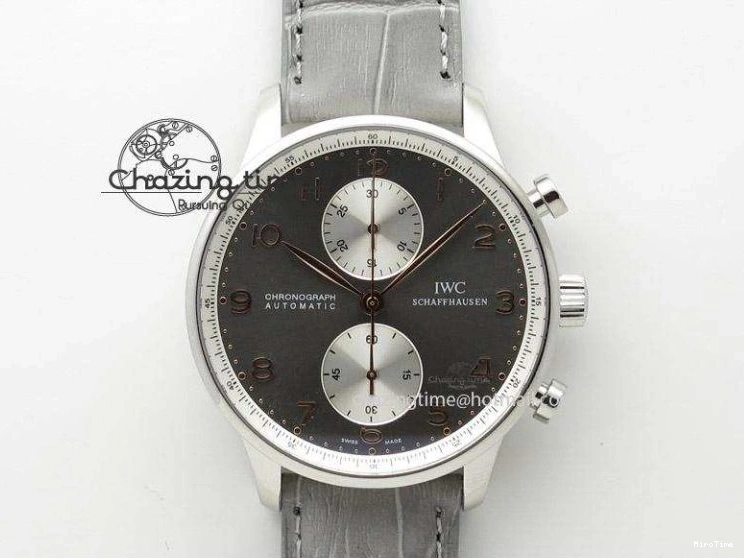 MIROTIME 0122 Sustainable Portuguese IW5444 SS White Dial RG Numbers On Brown Leather Strap A 7256